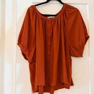 Abercrombie & Fitch Rust Button-Front Peasant Blouse